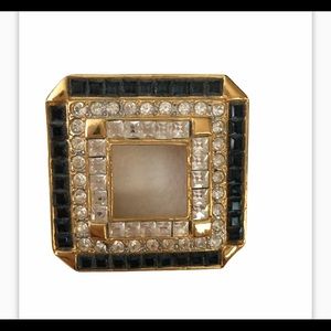 Vintage Brooch with Blue and White Stones